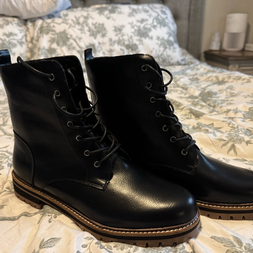 Black Lace-Up Boots combat boots